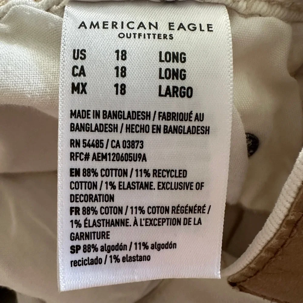 American‎ Eagle Stovepipe Cream Off White Straight Leg Jeans Womens 18 Long